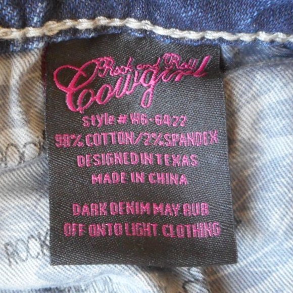 NEW Rock and Roll Cowgirl Jeans Size 30x34 Low Rise Bootcut Denim Embellished - Picture 12 of 13